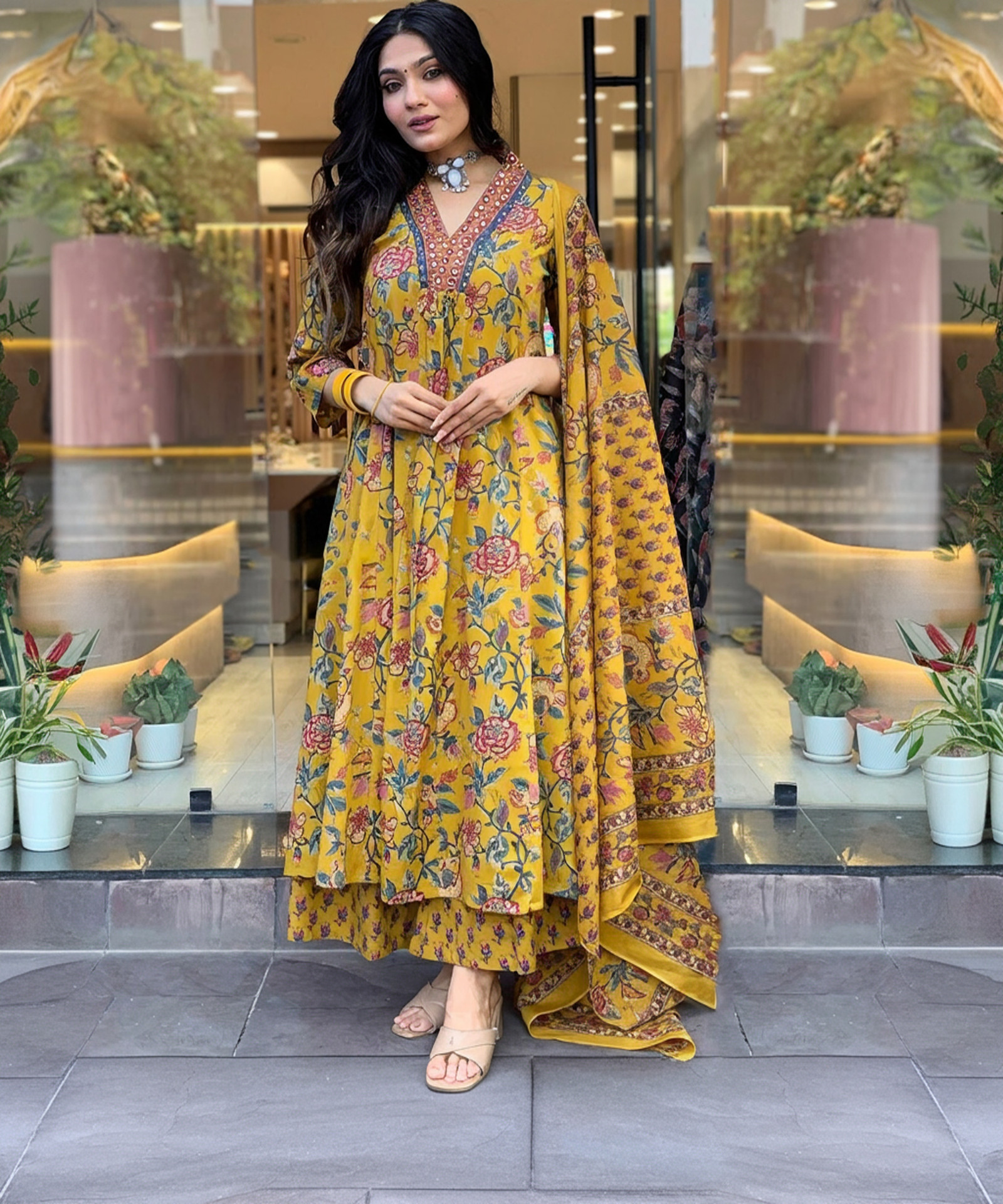YAGNIK FASHION Women Cotton Rayon Kurta Palazzo Dupatta Set - Image 2