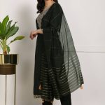 New Ethnic 4 You Women Pure Silk Kurti Pant Dupatta Set
