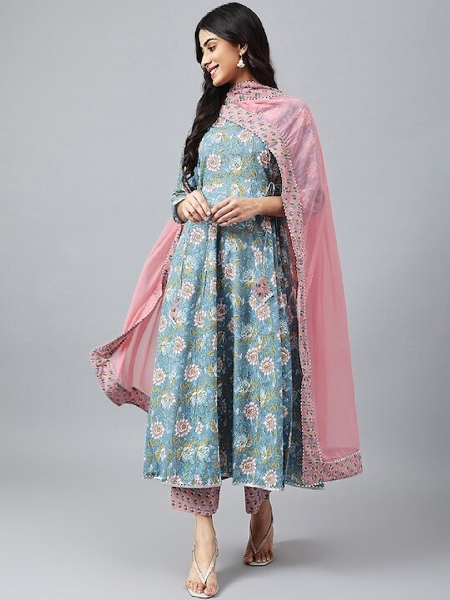 Angira Jaipur Women Pure Cotton Kurta Palazzo Dupatta Set - Image 7