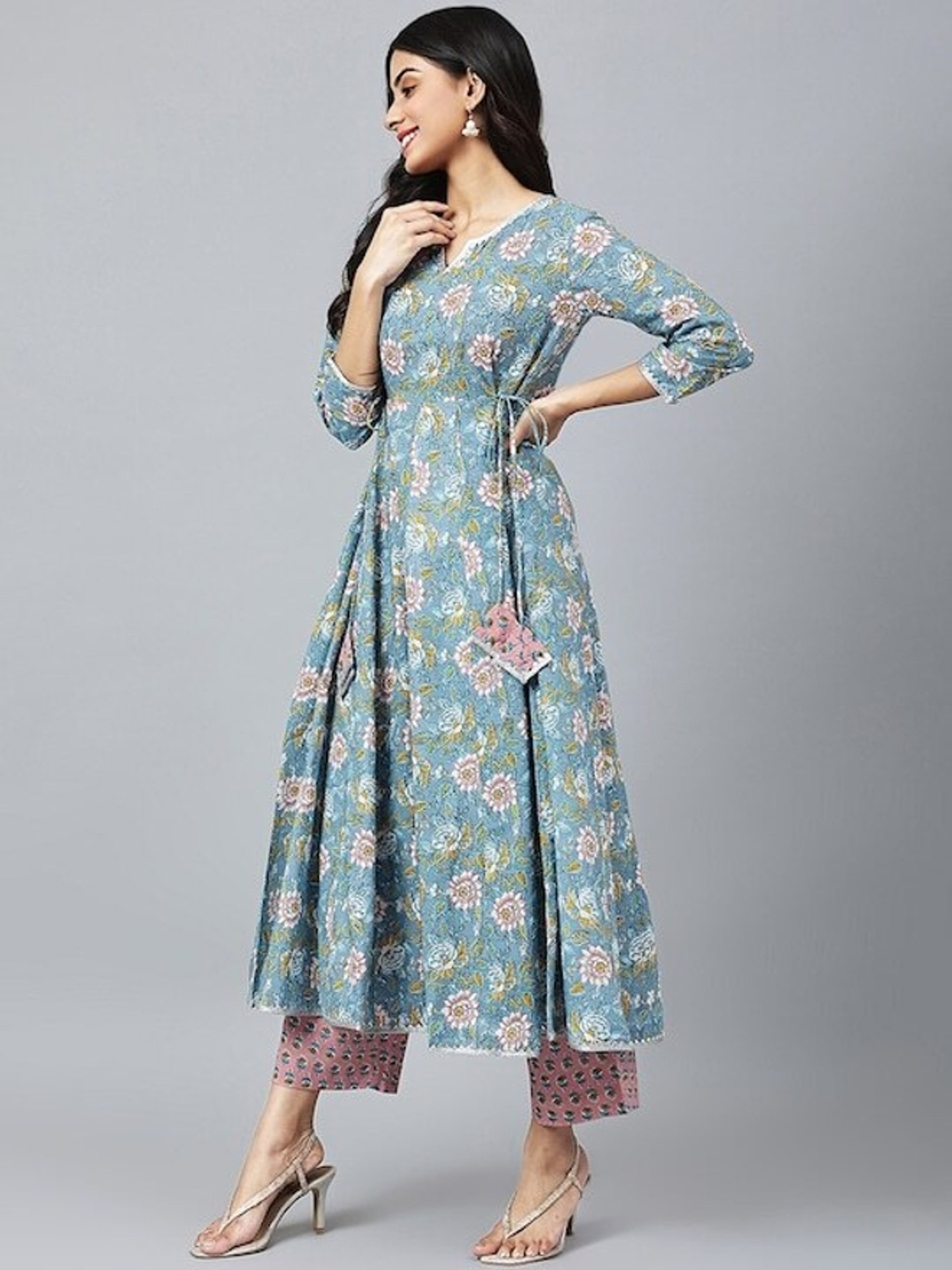 Angira Jaipur Women Pure Cotton Kurta Palazzo Dupatta Set