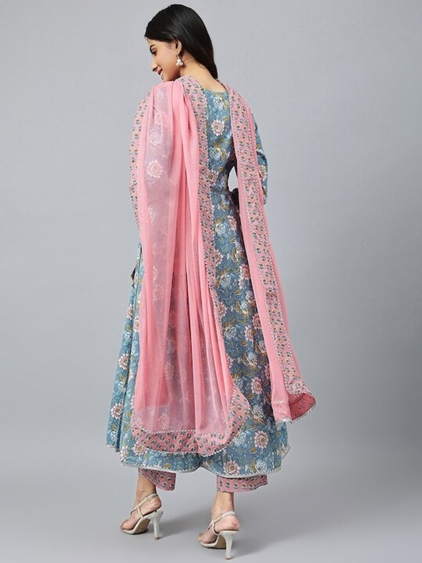 Angira Jaipur Women Pure Cotton Kurta Palazzo Dupatta Set - Image 4