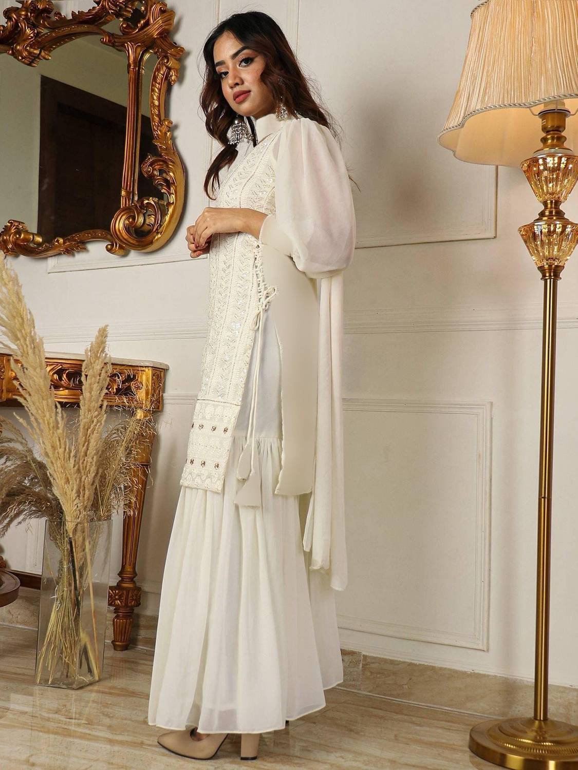 SANCIA Women Georgette Kurta Sharara Dupatta Set - Image 2