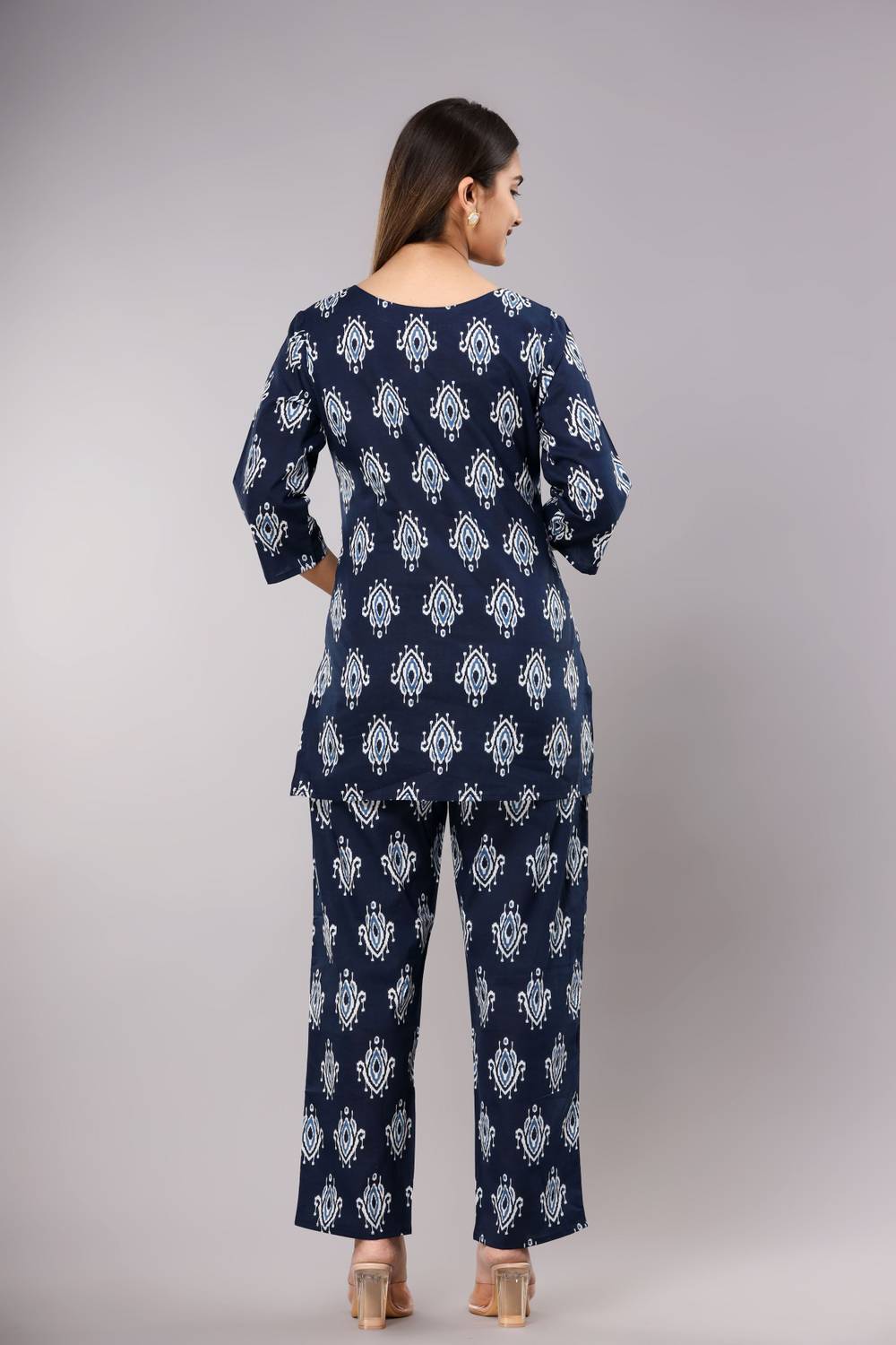 his&her Women Top & Pyjama Set Blue Printed - Image 7