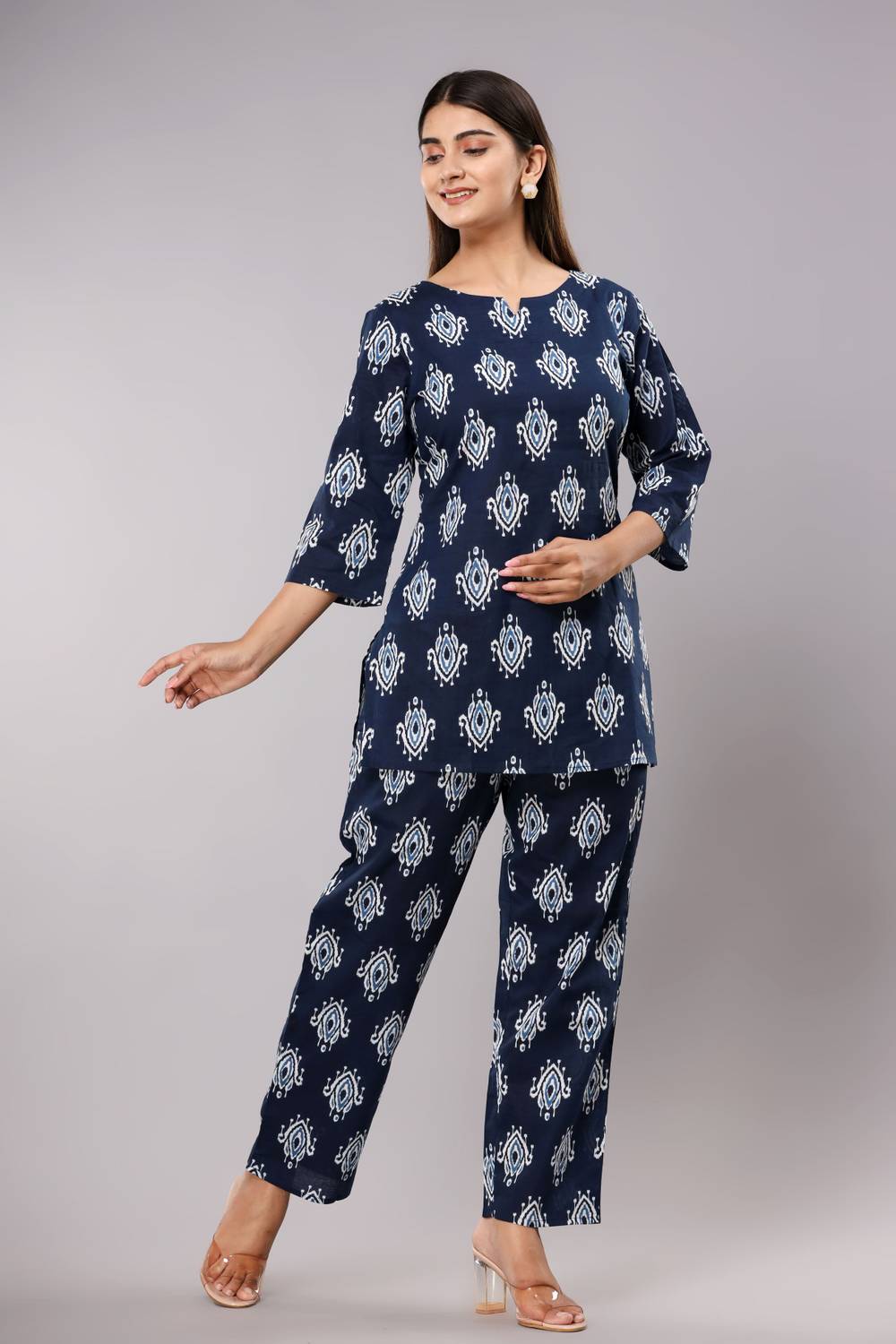 his&her Women Top & Pyjama Set Blue Printed - Image 5